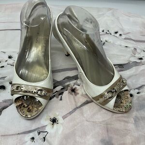 Bandolino Faux Patent Leather Peep Toe Shoes